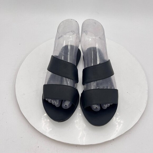 Loeffler Randall Women Size 5 Black Leather Slide Slip On Comfort Flat Sandal - Picture 3 of 11